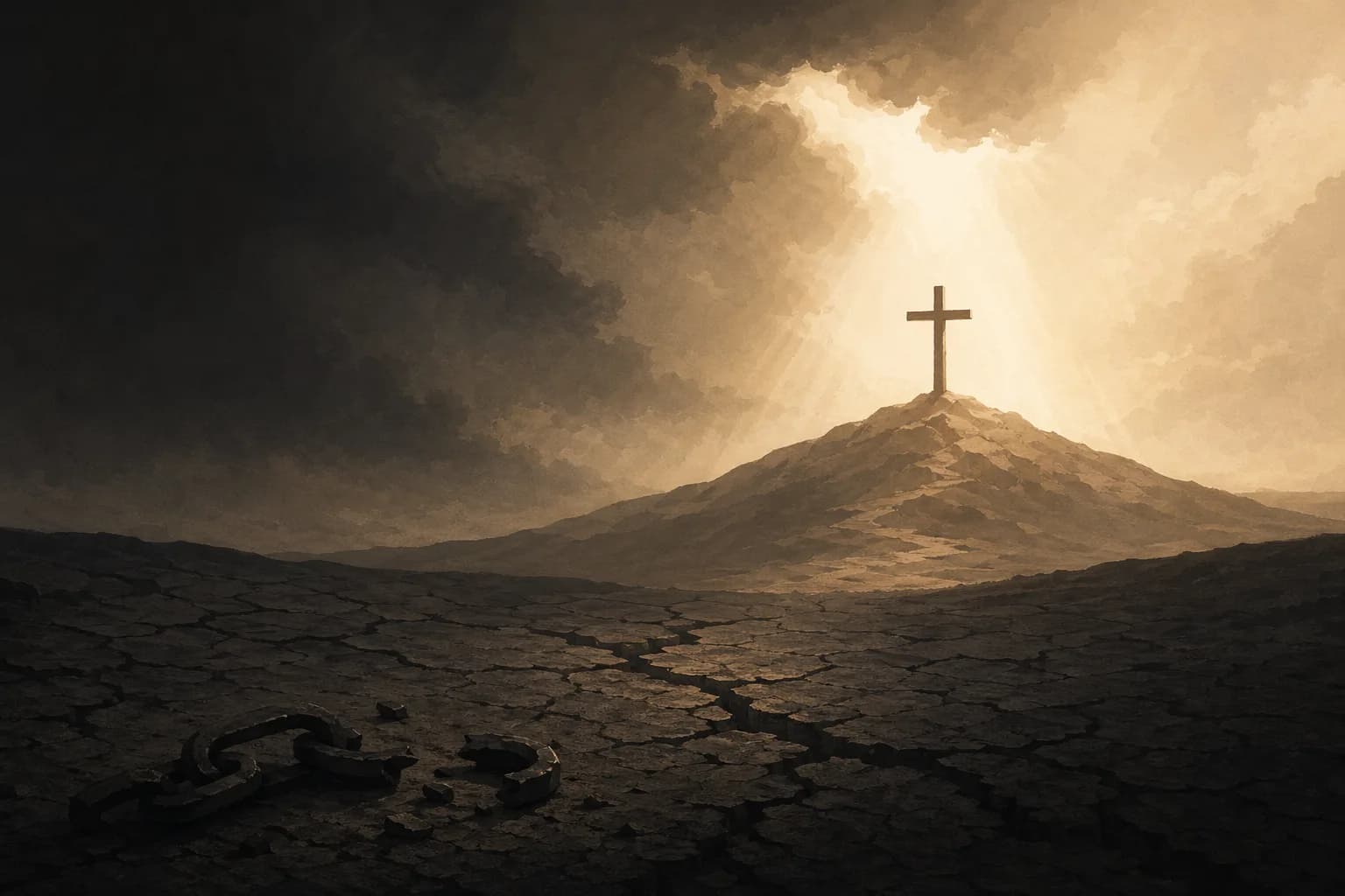 Günahın ciddiyetini, Tanrı’nın lütfunun büyüklüğünü ve çarmıhın kurtarıcı gücünü anlatan sembolik bir sahne.